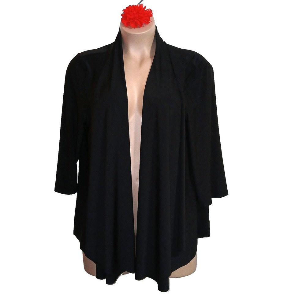 Harper 241 Women Cardigan Topper 2X Black Minimalist Capsule Wardrobe Career